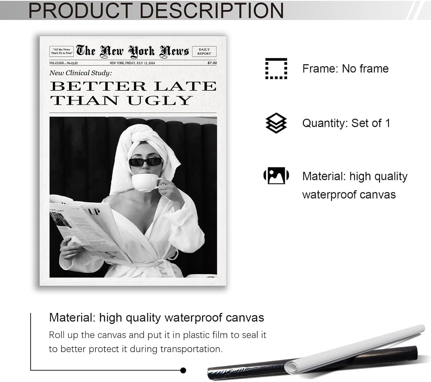 Amazon.com: Retro Newspaper Headline Wall Art, Better Late Than